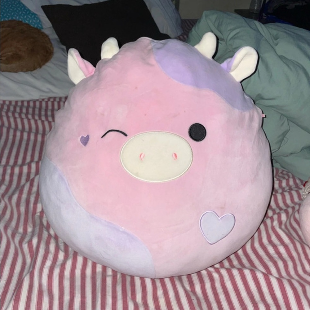 Cute Pink and White Cow Plush Pillow